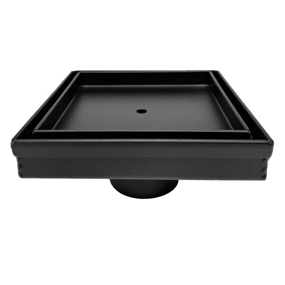 SereneDrains Square Shower Drain Tile Insert Matte Black 5 Inch