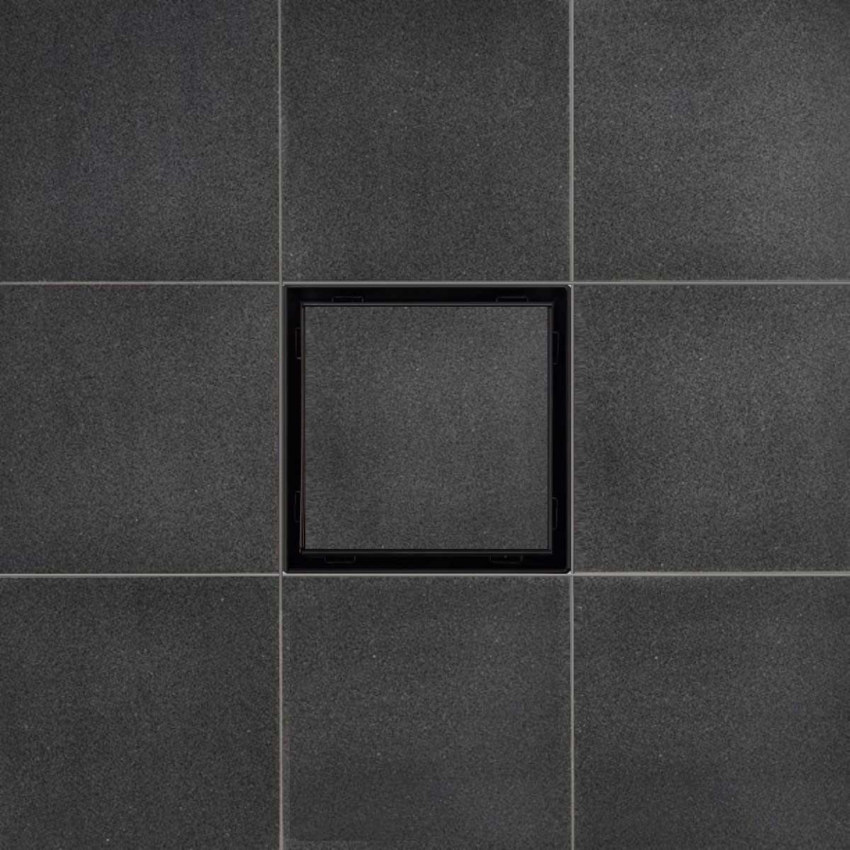 SereneDrains Square Shower Drain Tile Insert Matte Black 5 Inch