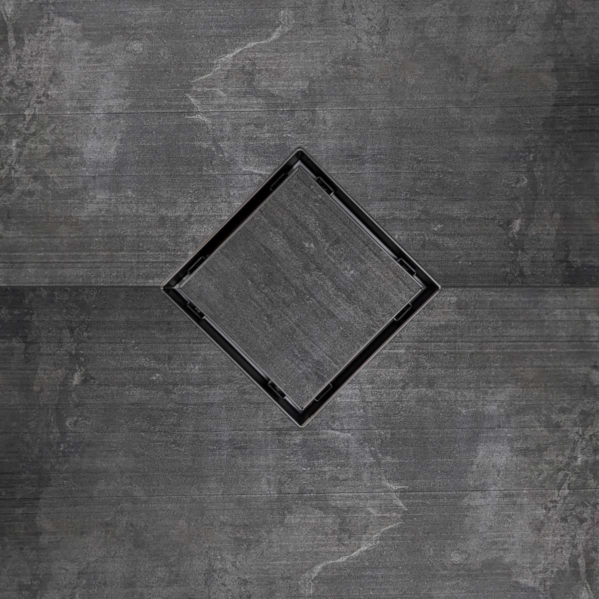 SereneDrains Square Shower Drain Tile Insert Matte Black 5 Inch