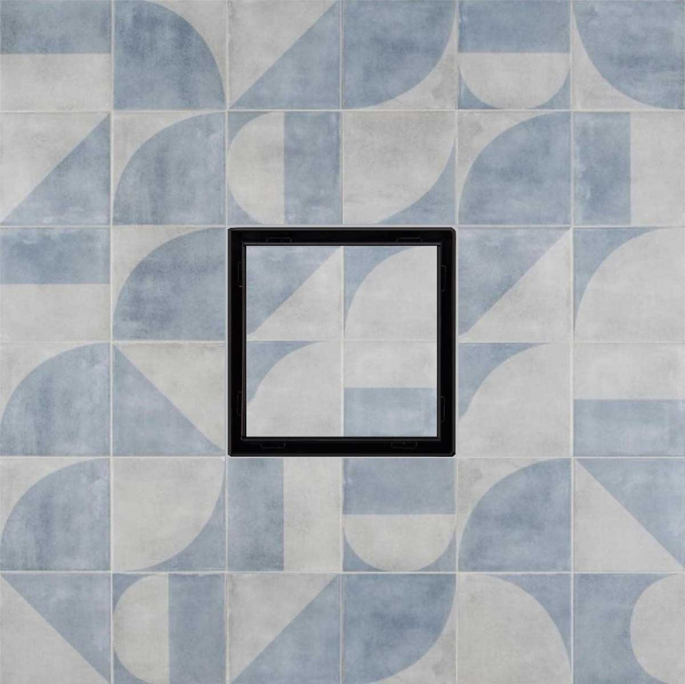 SereneDrains Square Shower Drain Kit with Base - Tile Insert - Matte Black - 5 Inch