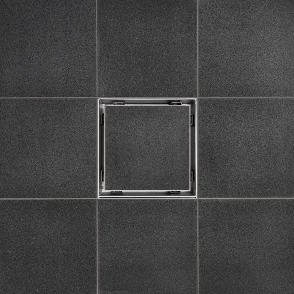 SereneDrains Square Shower Drain Tile Insert Brushed Stainless 5