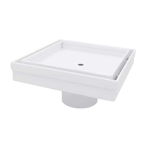 Serene Drains 5 inch square tile insert shower drain matte white finish