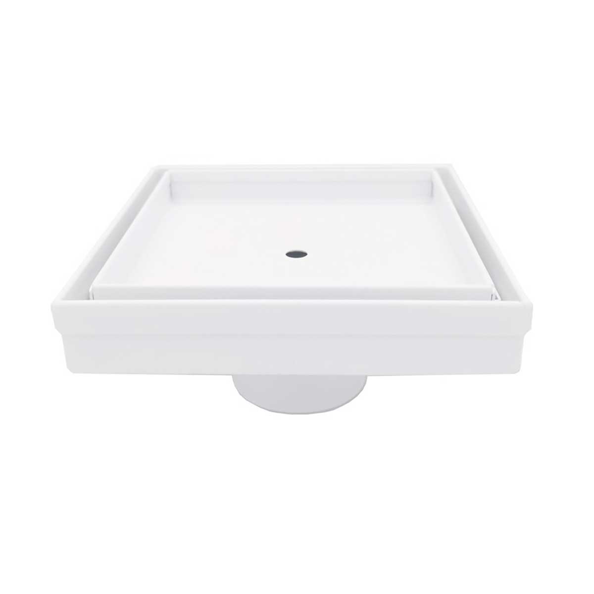 SereneDrains Square Shower Drain Tile Insert Matte White 5 Inch