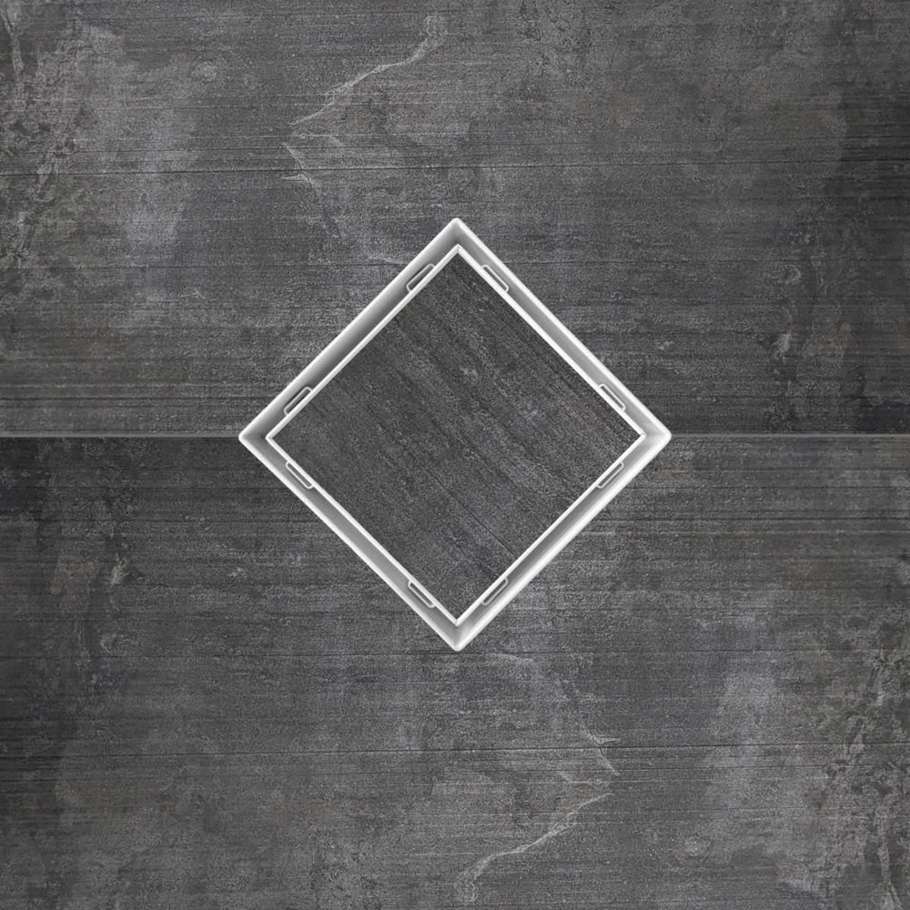 SereneDrains Square Shower Drain Kit with Base - Tile Insert - Matte White - 5 Inch