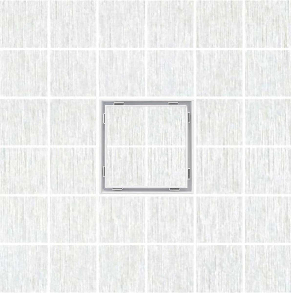 SereneDrains Square Shower Drain Kit with Base - Tile Insert - Matte White - 5 Inch