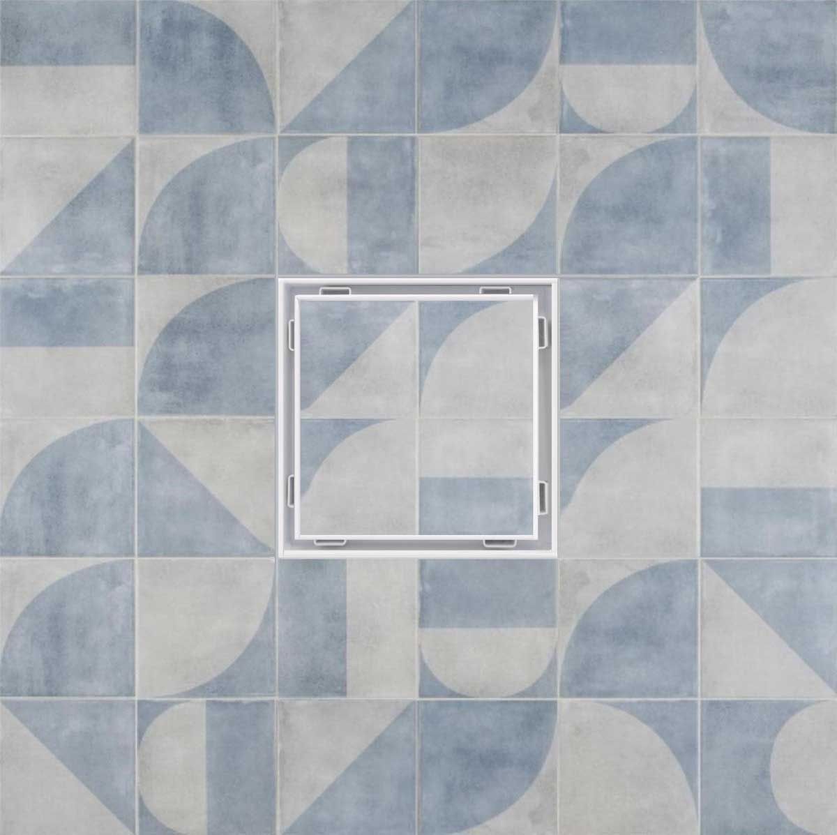 SereneDrains Square Shower Drain Tile Insert Matte White 5 Inch