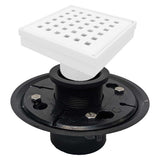 SereneDrains Square Shower Drain Kit with Base - Traditional Square - Matte White - 4 Inch