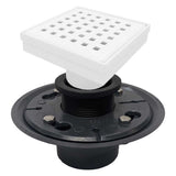 SereneDrains Square Shower Drain Kit with Base - Traditional Square - Matte White - 4 Inch