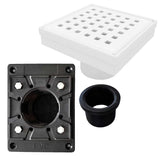 SereneDrains Square Shower Drain Kit with Base - Traditional Square - Matte White - 4 Inch