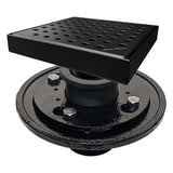 SereneDrains Square Shower Drain Kit with Base - Traditional Square - Matte Black - 6 Inch