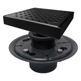 SereneDrains Square Shower Drain Kit with Base - Traditional Square - Matte Black - 6 Inch