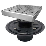 SereneDrains Square Shower Drain Kit with Base - Traditional Square - Polished Chrome - 4 Inch