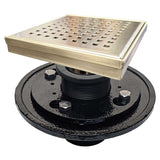 SereneDrains Square Shower Drain Kit with Base - Traditional Square - Matte Gold - 6 Inch