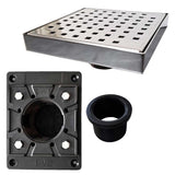 SereneDrains Square Shower Drains Traditional Square with Square PVC rough - Polished Chrome