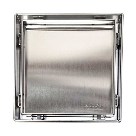 SereneDrains Square Shower Drain Tile Insert Brushed Stainless 5