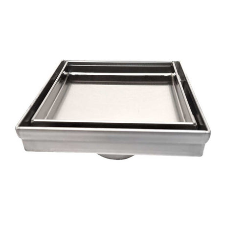 SereneDrains Square Shower Drain Tile Insert Brushed Stainless 5