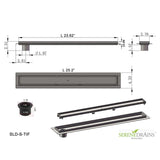 SereneDrains Linear Shower Drain Offset Outlet Tile Insert - Brushed 24