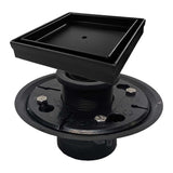 SereneDrains Square Shower Drain Kit with Base - Tile Insert - Matte Black - 5 Inch ABS Plastic