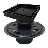 SereneDrains Square Shower Drain Kit with Base - Tile Insert - Matte Black - 5 Inch PVC Plastic