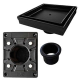 SereneDrains Square Shower Drain Kit with Base - Tile Insert - Matte Black - 5 Inch Square PVC Plastic