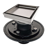 SereneDrains Square Shower Drain Kit with Base - Tile Insert - Brushed Nickel - 6 Inch