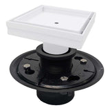 SereneDrains Square Shower Drain Kit with Base - Tile Insert - Matte White - 5 Inch ABS Plastic