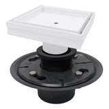 SereneDrains Square Shower Drain Kit with Base - Tile Insert - Matte White - 5 Inch PVC Plastic