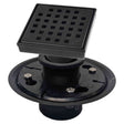 SereneDrains Square Shower Drain Kit with Base - Traditional Square - Matte Black - 4 Inch ABS Plastic