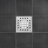SereneDrains Square Shower Drain Kit with Base - Traditional Square - Brushed Nickel - 4 Inch