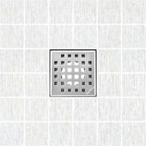 SereneDrains Square Shower Drain Kit with Base - Traditional Square - Brushed Nickel - 4 Inch