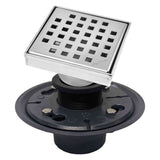 SereneDrains Square Shower Drain Kit with Base - Traditional Square - Polished Chrome - 4 Inch PVC Plastic