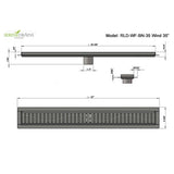 SereneDrains Linear Shower Drain Wind - Brushed Stainless 35