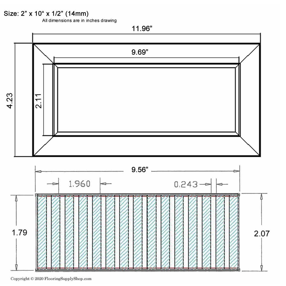 Chameleon Tile Vent Registers 2 and quarter x 10