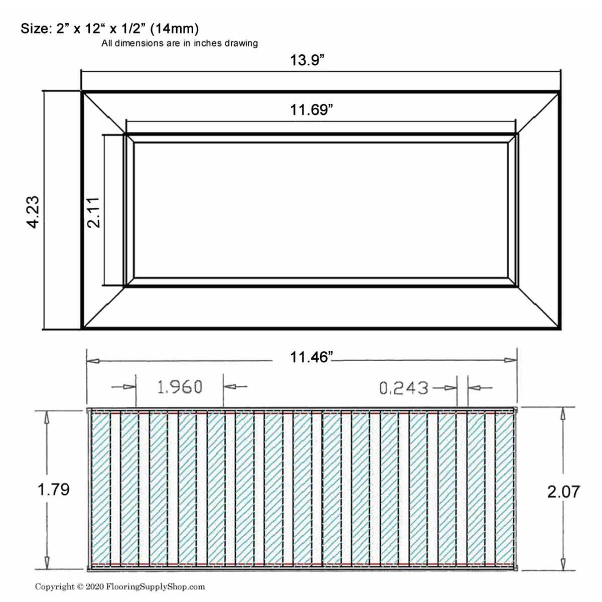 Chameleon Tile Vent Registers 2 and quarter x 12