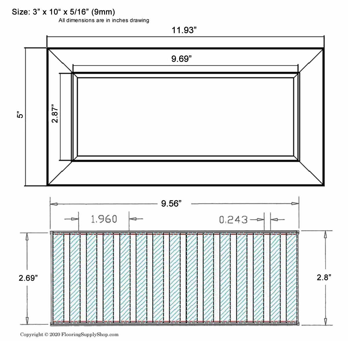 Chameleon Tile Vent Registers 3 x 10
