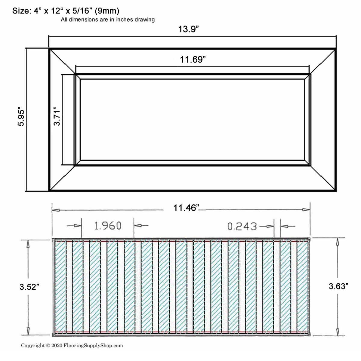 Chameleon Tile Vent Registers 4 x 12 5 16