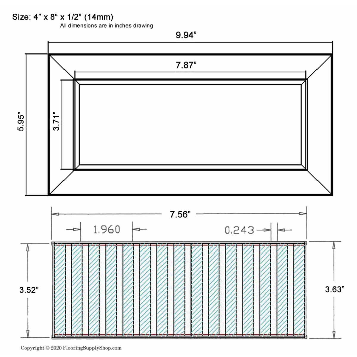 Chameleon Tile Vent Registers 4 x 8