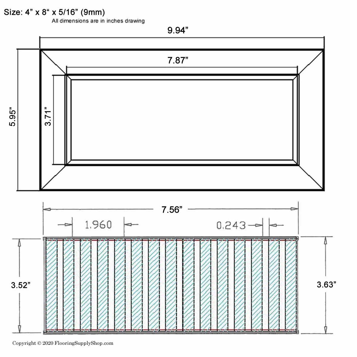 Chameleon Tile Vent Registers 4 x 8