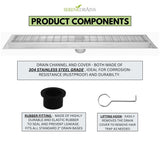 SereneDrains Linear Shower Drain Linear Wedge - Brushed 24