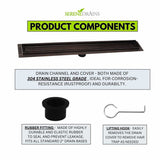 Product Components of Serene Drains  Linear Shower Drain - Tile Insert Oil Rubbed Bronze