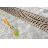 SereneDrains Linear Shower Drain Offset Outlet Ocean Wave - Brushed 59