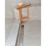 SereneDrains Linear Shower Drain Offset Outlet Ocean Wave - Brushed 59