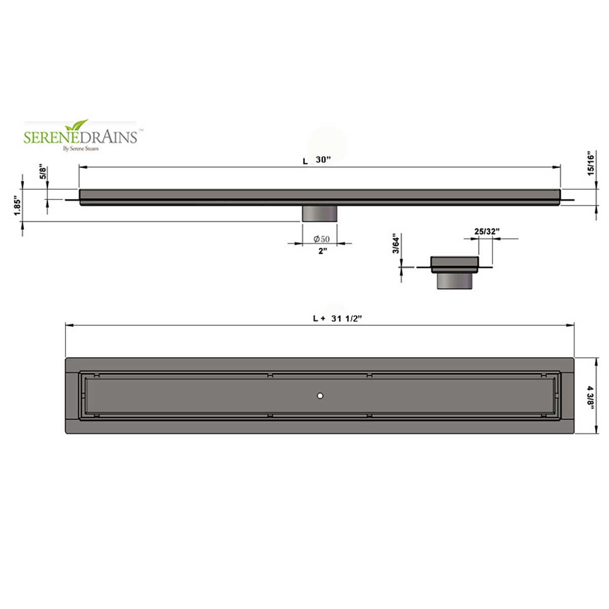 SereneDrains Linear Shower Drain Tile Insert Matte White 30