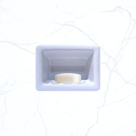 SereneDrains Porcelain Recessed Soap Dish White Glossy 6x4