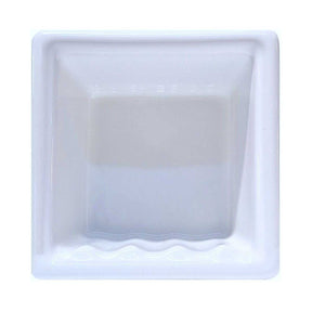 White glossy 6x6 recessed porcelain soap dish front view