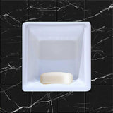 SereneDrains Porcelain Recessed Soap Dish White Glossy 6x6