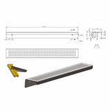 SereneDrain Rectangle shelf Square Design 24 inch diagram with hardware included