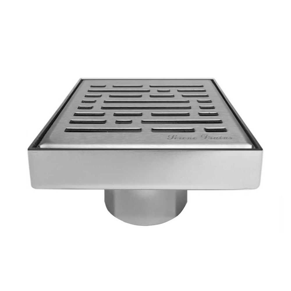SereneDrains Square Shower Drain Broken Lane 4 Brushed
