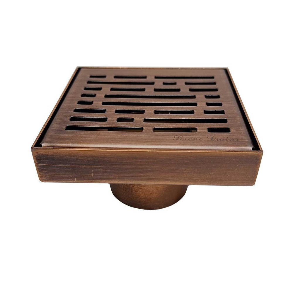 SereneDrains Square Shower Drain Broken Lane 4 Bronze
