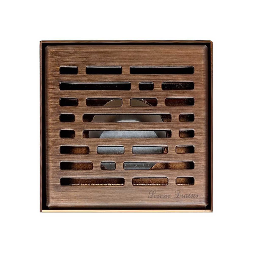 SereneDrains Square Shower Drain Broken Lane 4 Bronze